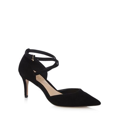 Black cross over strap high court shoes